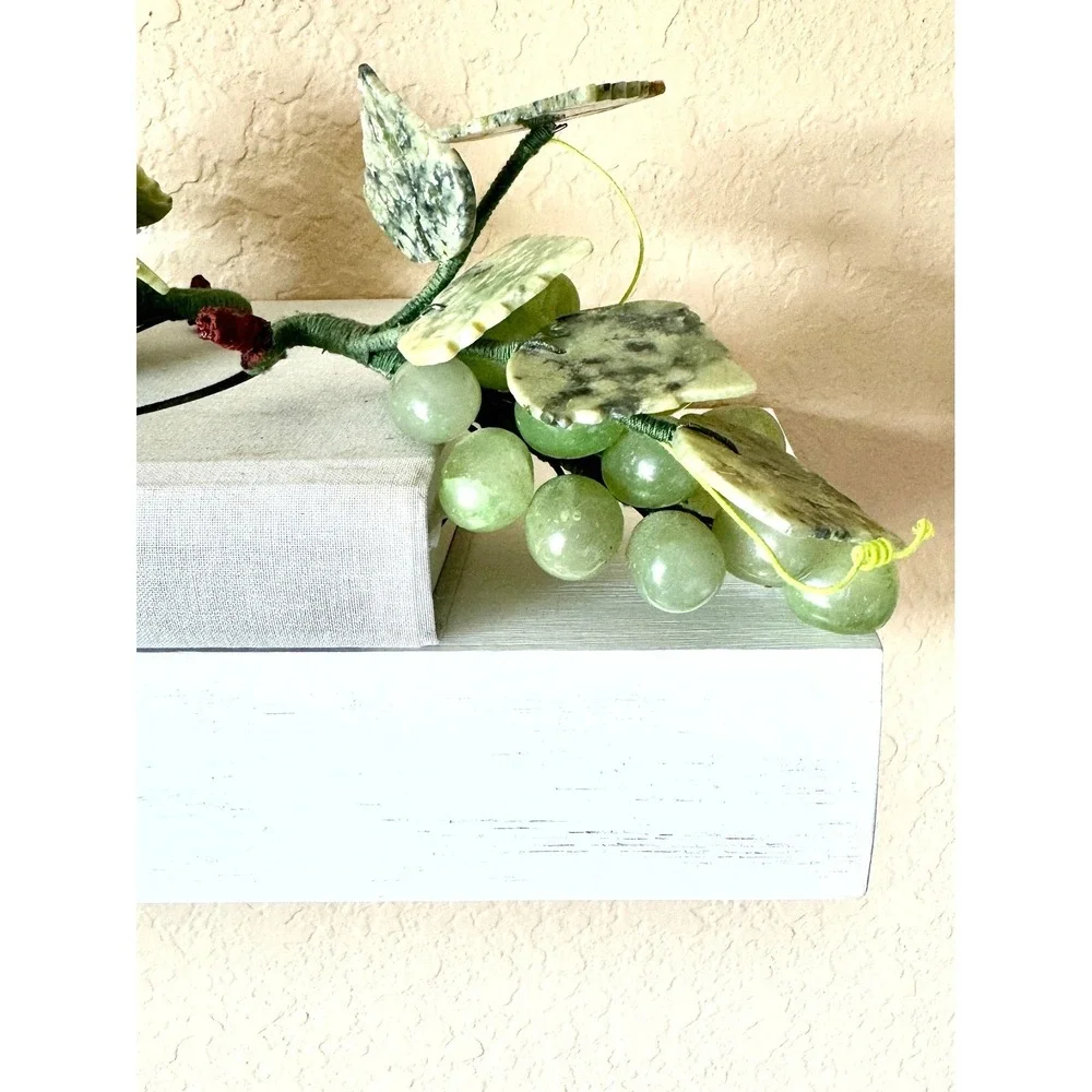 Vintage Jade Grapes Pair‎ Celadon Stone Fruit MCM Decor